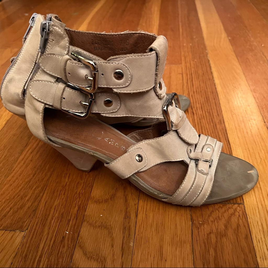 Jeffrey Campbell Kitten Heel Buckle Sandals Size 7.5